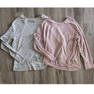 Athleta Serenity Criss Cross Sweatshirt Bundle Pink and Grey, Large